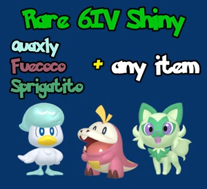 Shiny 6IV level 1 Quaxly/Fuecoco/Sprigatito Any Nature Pokemon Scarlet/Violet - Picture 1 of 4