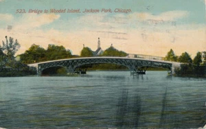 Bridge to Wooden Island-Jackson Park en Chicago, IL 1912 publicado antiguo - Imagen 1 de 2