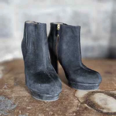 B. MAKOWSKY Talla 7 Negro Gamuza Botines Cremallera Viena Foto 1 de 4