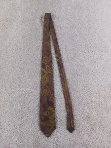 Fendi Roma Mens Tie Beige Purple Paisley Floral Silk Hand Made Italy Vintage - Picture 1 of 12