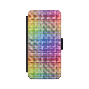 Tartan Rainbow Pattern Scotland Flip Wallet Phone Case for iPhone Models - Picture 1 of 4