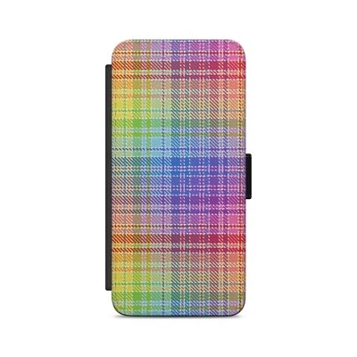 Tartan Rainbow Pattern Scotland Flip Wallet Phone Case for iPhone Models - Image 1 of 4