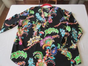 Ralph Lauren Ladies Tropical Long Sleeve, Pull Over Polyester Blouse, Size 2X - Picture 1 of 9