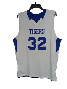 Camiseta deportiva de baloncesto reversible de los Tigres para hombre talla L #32 doble vista azul y blanca - Imagen 1 de 5