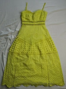 ASOS Women's Yellow Premium Lace Broderie Midi Dress Size 6 Good Used Condition - Picture 1 of 5