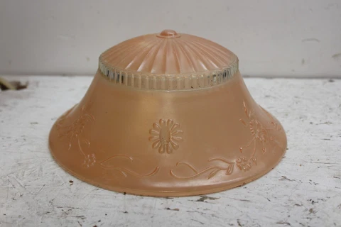 VINTAGE CEILING LIGHT Pink LAMP SHADE GLOBE 3 Hole Art Deco Glass Cover