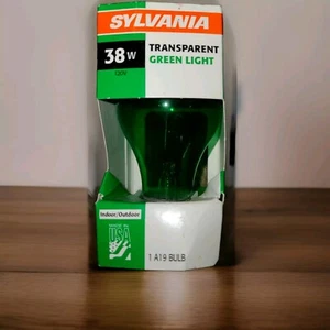 Sylvania 1 A19 Transparent Green Light 38w 120v Indoor/Outdoor bulb - Picture 1 of 1