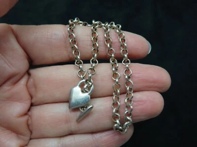 Vintage MONET Silver Tone Cable Link w/Toggle Heart Clasp Ankle Bracelet 9.5" - Image 1 of 4