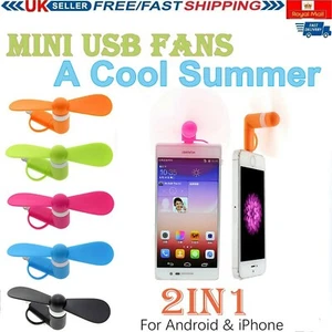 2 w 1 Mini przenośny wentylator chłodzący micro USB do iPhone 7 8 X Samsung S6 S7 Edge - Zdjęcie 1 z 9
