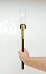 LIGHTLY USED BRASS PROCESSIONAL HAND HELD TORCH / CANDLESTICK / ACOLYTE (Q#308) - Picture 1 of 5