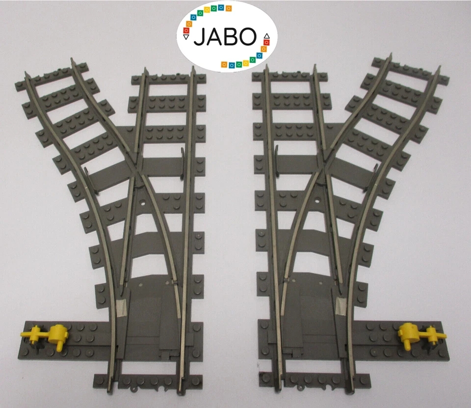 2 aiguillages de chemin de fer Lego 9V 1x rails droit et 1x gauche 4558 4564 - Photo 1/1