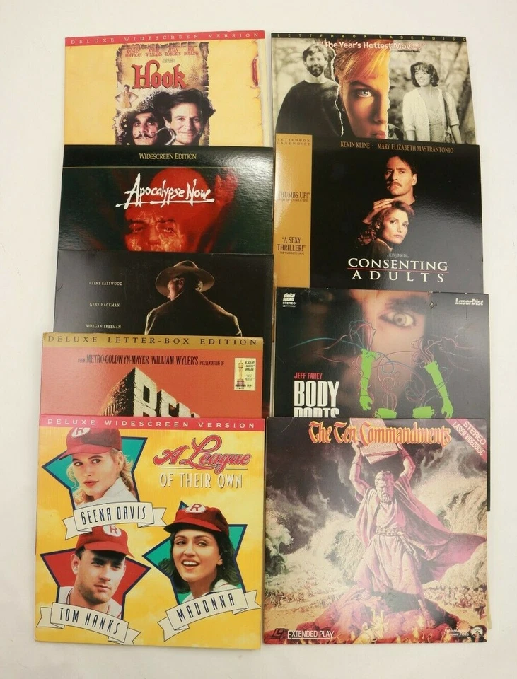 Lot of 9 Laserdiscs LD Ben Hur Apocalypse Now A League Of Their Own Body Parts - Image 1 of 3