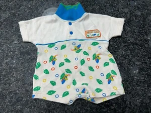 VTG Nannette Baby 3-6 Month Grasshopper Romper 100% Cotton Short Sleeve Collar - Picture 1 of 10