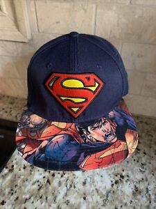D C Comic - Superman Hat Cap Snapback - Royal Blue/Red/Yellow Action Print