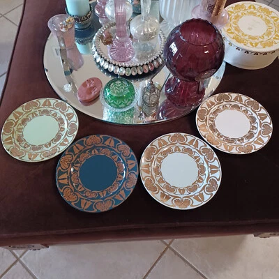 MET от ANTHROPOLOGIE десерт тарелки ~ красивые цвета набор из 4 новый подарочная коробка - Изображение 1 из 4