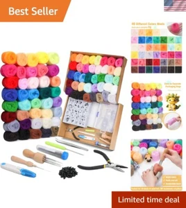 Needle Felting Starter Kit,Wool Roving 40 Colors Set, Wool Felt Tools with In... - Picture 1 of 8