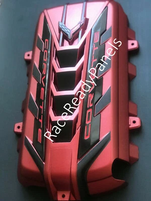2020 CORVETTE C8 ENGINE COVER EDGE RED CARBON FLASH CARBON FLASH RAILS NEW - Image 1 of 4