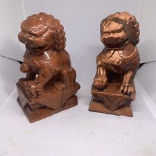Pair of Beautiful 5” Goldstone Foo Dog Figurines