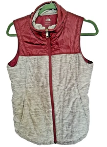 The North Face Pseudio Women’s Gray Red Full Zip Performance Vest Size Small - Picture 1 of 9
