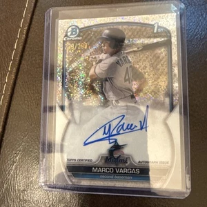 2023 Bowman Chrome Marco Vargas SilverSparkle 1st Prospect Auto #239/299 Marlins - Picture 1 of 7