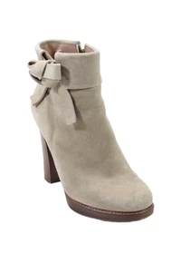 Nine Womens Suede Platform Zip Up Block Heel Booties Beige Size 7.5 - Picture 1 of 5
