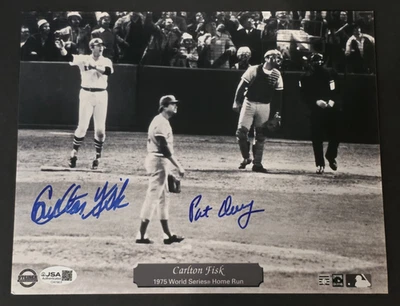 Rare 1975 CARLTON FISK & PAT DARCY Signed 8x10 Photo-WORLD SERIES-BOSTON RED-JSA - Image 1 of 4