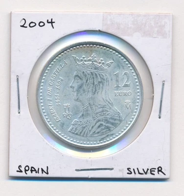 2004 SPAIN SILVER 12 EURO JUAN CARLOS - Image 1 of 2