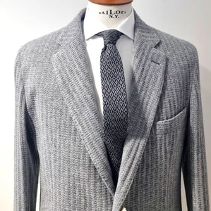 Giacca Effetto Maglia 'Martin Zelo' in Lana 2 Bottoni Grigio chiaro Petto Lancia - Foto 1 di 5