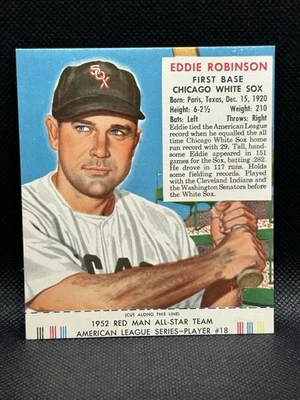 1952 Red Man Set-Break #AL18 Eddie Robinson White Sox NM Amazing - Image 1 of 3
