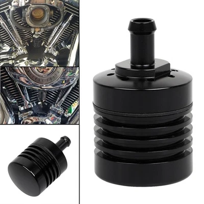 Black Engine Vented Breather Canister For Harley Dyna Super Glide Fat Bob FXDF - Image 1 of 4