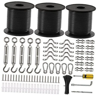 String Light Hanging Kit, 300 Ft Nylon Coated Stainless Steel Cable and 300FT - Image 1 of 4