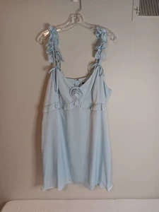 New Wild Fable Women's Rosette Mini Babydoll Dress - Blue Size 2X - Picture 1 of 7
