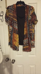 Elementz Damen Bluse Größe 1X Braun Mehrfarbig Tank Jacke Kurz Slv Geo Print  - Bild 1 von 6