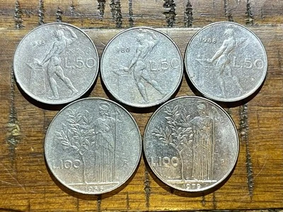 Lot of 5 Italy 🇮🇹 Coins -2x 100 Lire & 3x 50 Lire 1955-1988 Combined Shipping! - Image 1 of 3