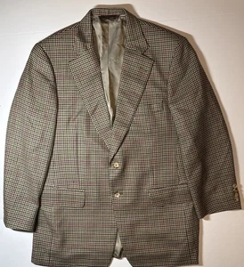 Paul Stuart Blazer Mens 41R Brown Houndstooth Wool Cashmere Blazer - Picture 1 of 15