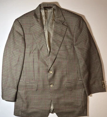 Paul Stuart Blazer Mens 41R Brown Houndstooth Wool Cashmere Blazer - Image 1 of 4