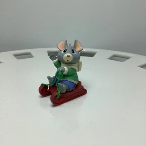 1991 Hallmark Look Out Below Maus Schlitten Ornament - Bild 1 von 9