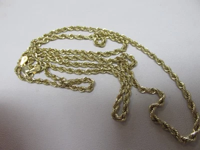 Collar de cadena de cuerda unisex de 26 pulgadas de oro macizo de 14 k 2,6 mm 16,86 gramos SIN RESERVA Foto 1 de 4