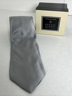Robert Talbott Best Of Class Silver Solid Silk Tie Extra Long With Box New - Image 1 of 4