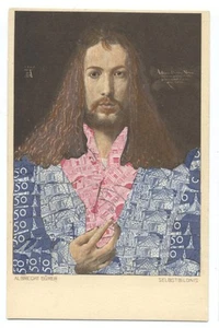 Unusual STAMP ART COLLAGE - Albrecht Durer Self Portrait ca1950 - Picture 1 of 2