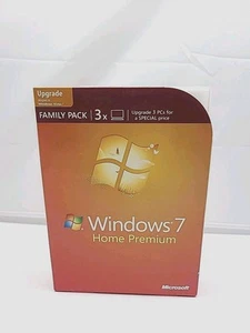 Microsoft Windows 7 Home Premium UPGRADE Family Pack 3 PCs 32/64-Bit Retail - Picture 1 of 3