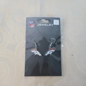Denver Broncos Head Women's Dangle Earrings NFL Logo Team Enamel Football - Picture 1 of 4