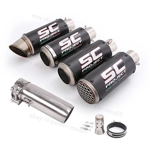 For Yamaha YZF R6 2006-2025 Slip On Exhaust System Mid Pipe 51mm Carbon Muffler - Picture 1 of 12