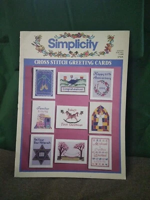 SIMPLICITY Cross Stitch Greeting Card Pattern Booklet 3705  Vintage Birth Gradu - Image 1 of 4