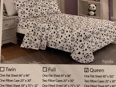Juego de sábanas Queen Colección CHEZMOI. Estampado Panda Foto 1 de 3