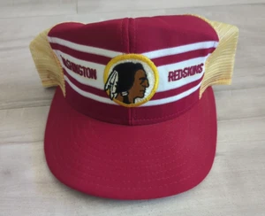 VTG Washington Redskins Super Stripe ADJ NFL Mesh Snapback Trucker Hat Made USA - Picture 1 of 12