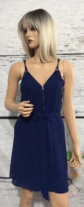 DAMEN NAKED ZEBRA MARINEBLAU V-AUSSCHNITT ETUIKLEID COCKTAILKLEID ~ MEDIUM - Bild 1 von 4