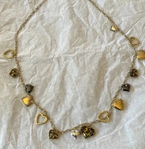"Collar vintage Betsey Johnson corazón guepardo 16""" - Imagen 1 de 4