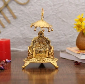 Gold Plated Ladoo Gopal Pooja Chowki for Temple Mandir Puja Idol Decoration Item - Picture 1 of 6
