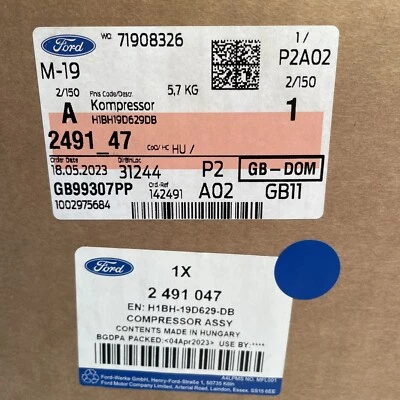 GENUINE NEW Ford H1BH19D629DB 2491047 Compressor - Image 1 of 4